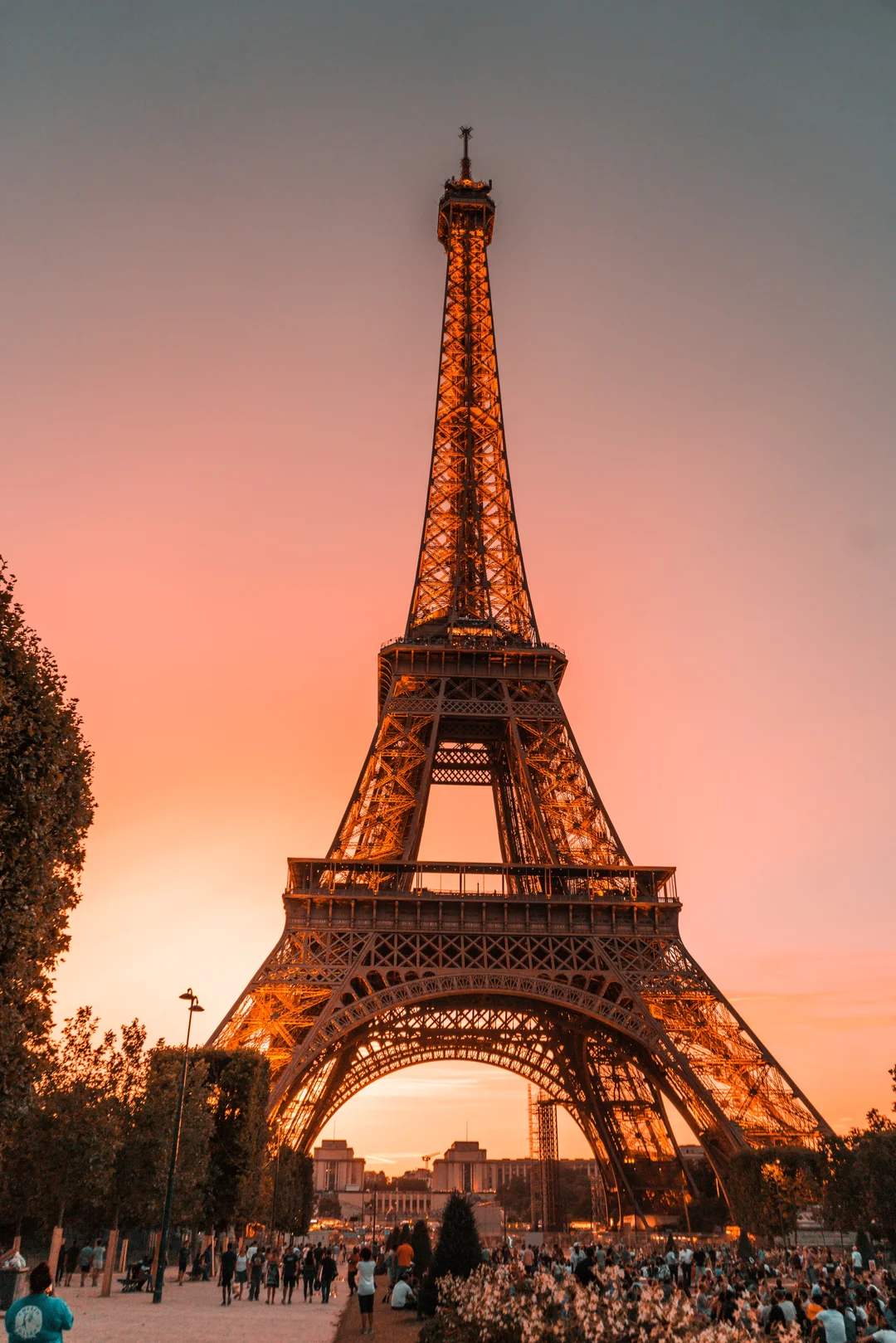 sunset view of eiffel tower in Paris, France