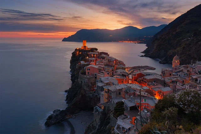 sunset view in Vernazza, Italy